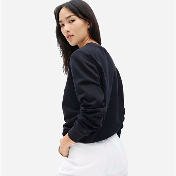 EVERLANE The Unisex French Terry Crew Neck Sweatshirt Black Size Medium - Picture 2 of 9